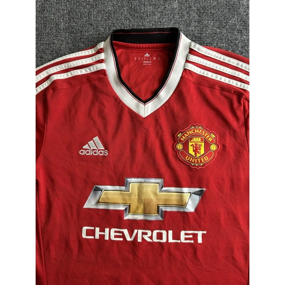 Mens 2015-16 Adidas Manchester United Home Soccer Jersey Red, Size S